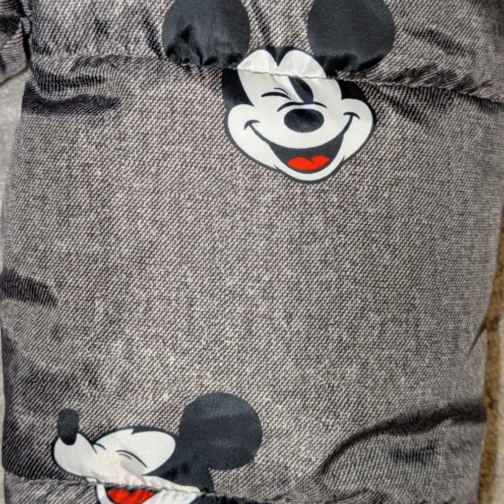 H&M Disney Mickey Mouse Puffer Jacket‎ Grey Hooded 3D Ears Toddler 18M Coat NWOT